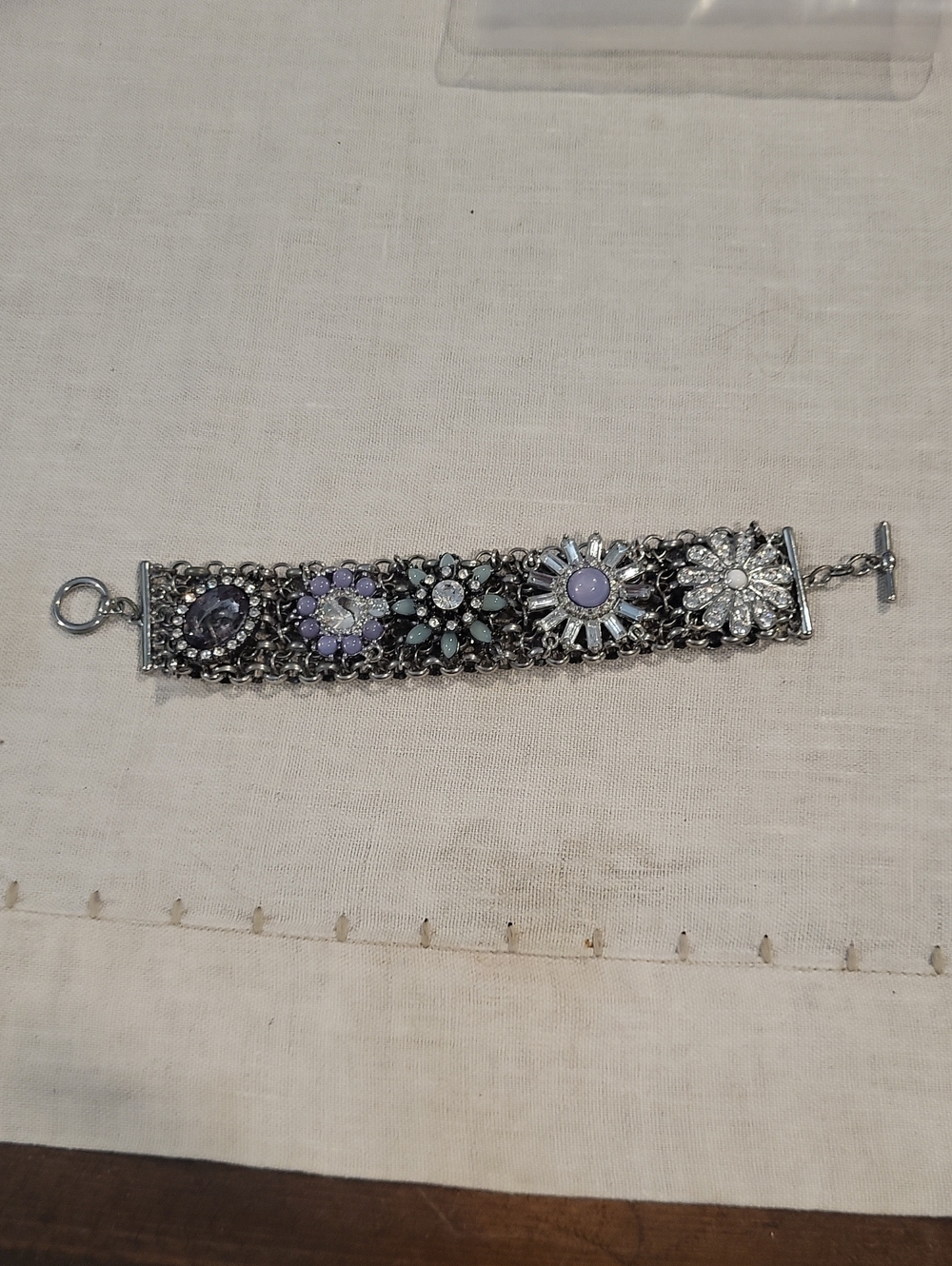 Simply Vera Vera Wang Silver Floral Bracelet with Lavender and Pale Blue Stones